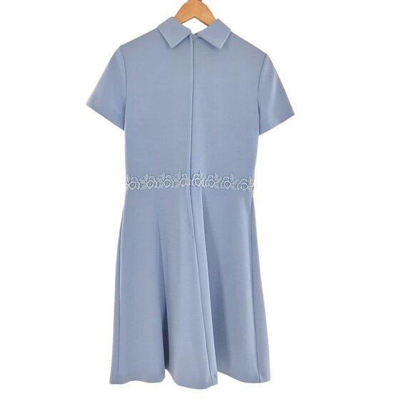 Bleeker Street Sky Blue Cap Sleeves Lace Trim Around The Waist sz 14 Union made - Picture 11 of 11